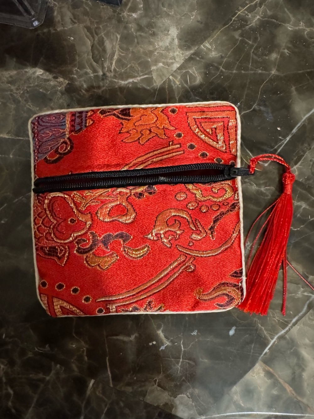 Red dragon print pouches